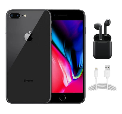 Restored iPhone 8 Plus (AT&T) 64GB Space Gray, with Wireless Earbuds (Refurbished)