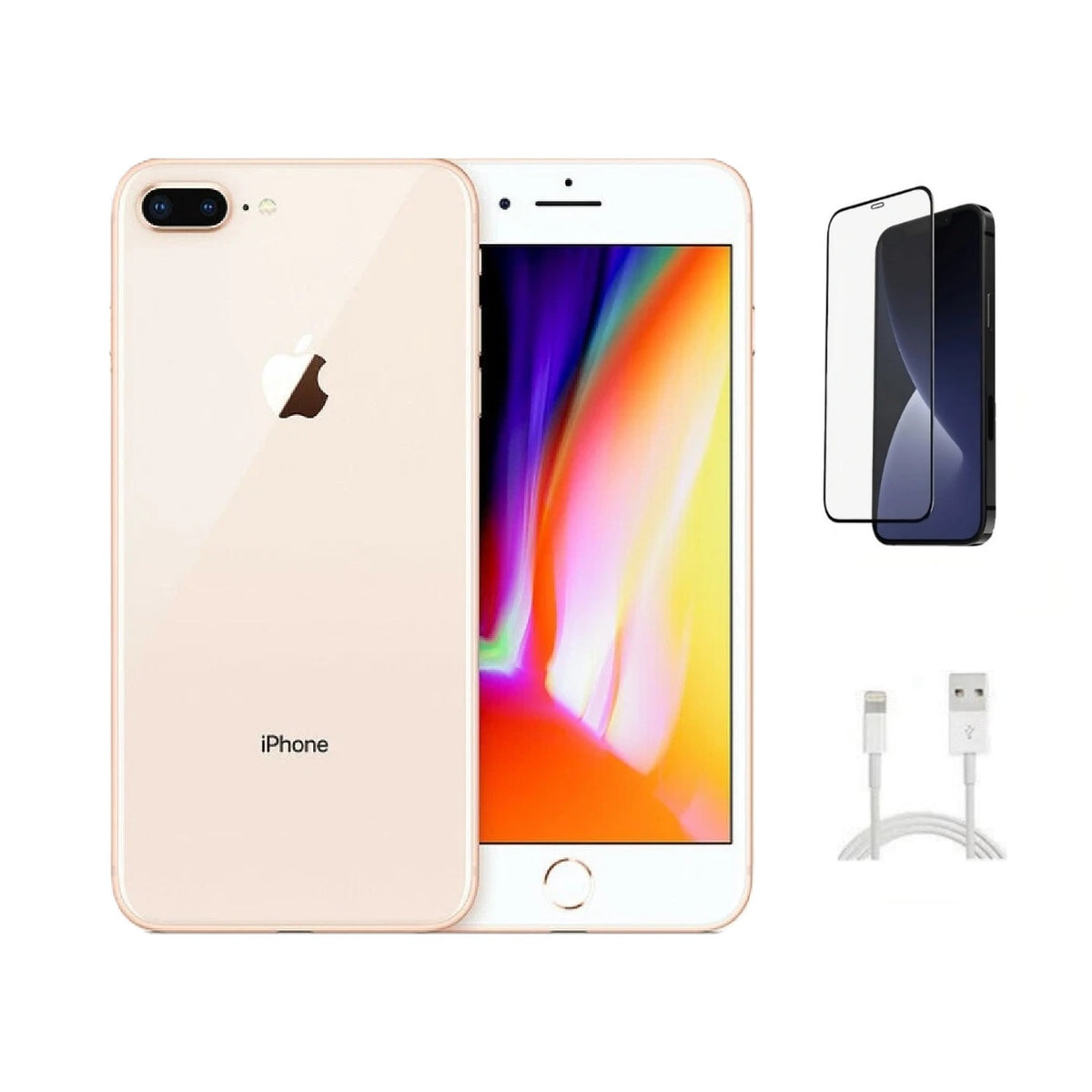 Refurbished Apple iPhone 8 Plus A1864 (Fully Unlocked) 64GB Gold (Grade A+) w/ Pre-Installed Tempered Glass