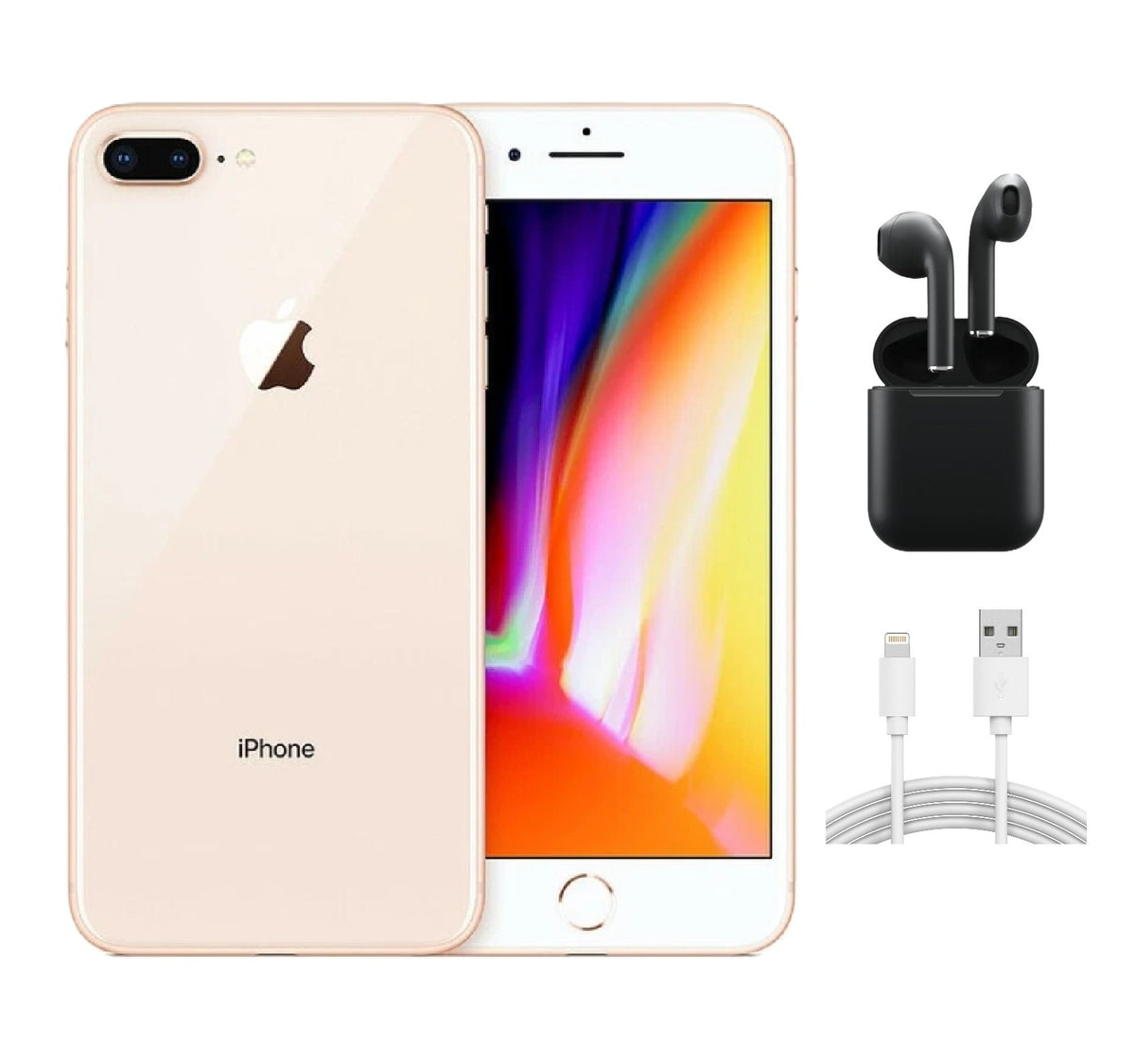 Apple iPhone 8 Plus A1864 (Fully Unlocked) 64GB Gold w/ Wireless Earbuds