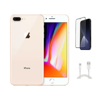 Refurbished Apple iPhone 8 Plus A1864 (Fully Unlocked) 64GB Gold (Grade A) w/ Pre-Installed Tempered Glass