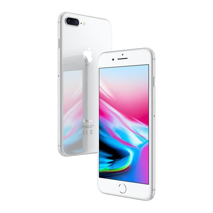 Refurbished Apple iPhone 8 Plus A1864 (Fully Unlocked) 64GB Silver (Grade A) w/ Pre-Installed Tempered Glass