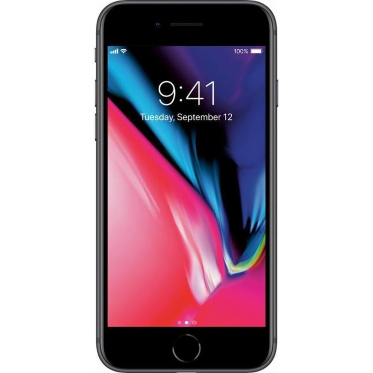 Refurbished Apple iPhone 8 A1863 (Fully Unlocked) 128GB Space Gray (Grade A+) w/ Clear Phone Case