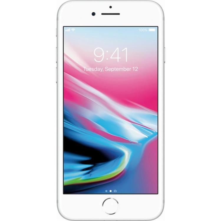 Refurbished Apple iPhone 8 A1863 (Fully Unlocked) 256GB Silver (Grade A) w/ Clear Phone Case
