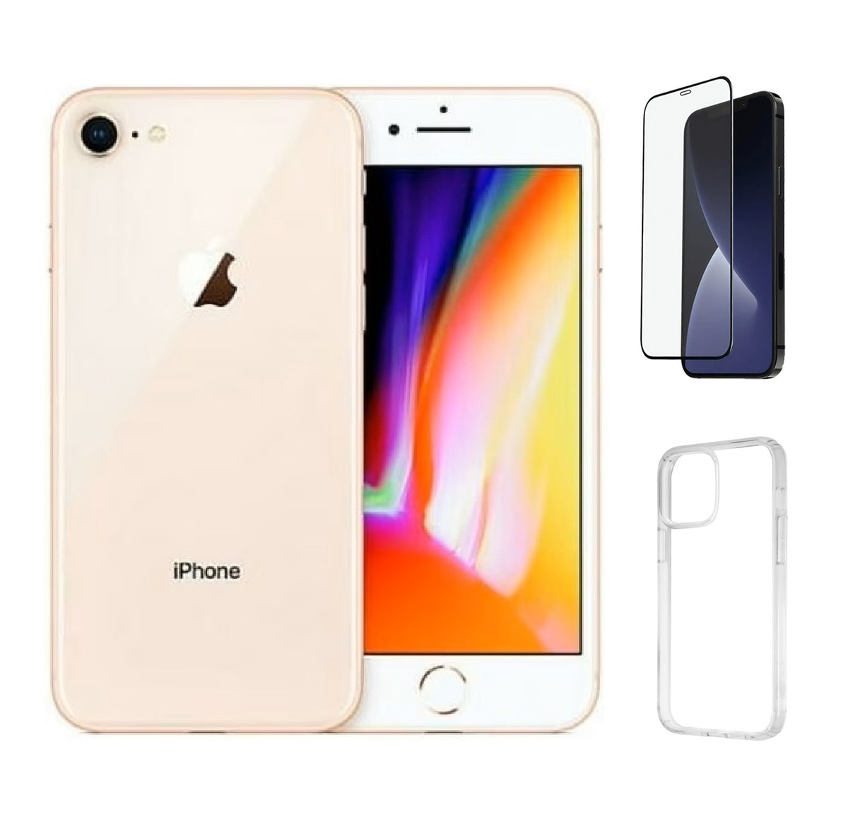 Restored Apple iPhone 8  (Fully Unlocked) 64GB Gold with Case & Tempered Glass Screen Protector (Refurbished)