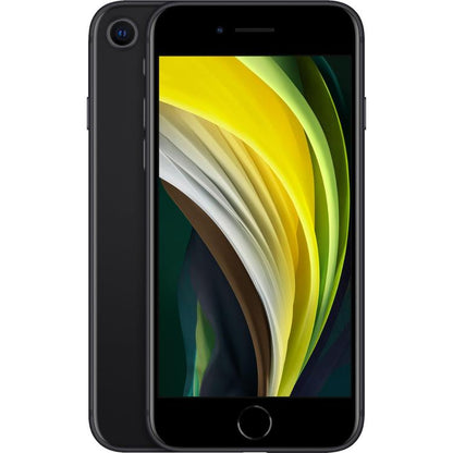 Refurbished Apple iPhone SE (2nd Gen) A2275 (Fully Unlocked) 128GB Black (Grade A) Bundle with Pre-Installed Tempered Glass and Bluetooth Earbuds