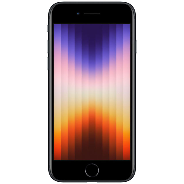 Refurbished Apple iPhone SE (3rd Gen) A2595 (Fully Unlocked) 128GB Midnight (Grade A) Bundle with Pre-Installed Tempered Glass and Bluetooth Earbuds