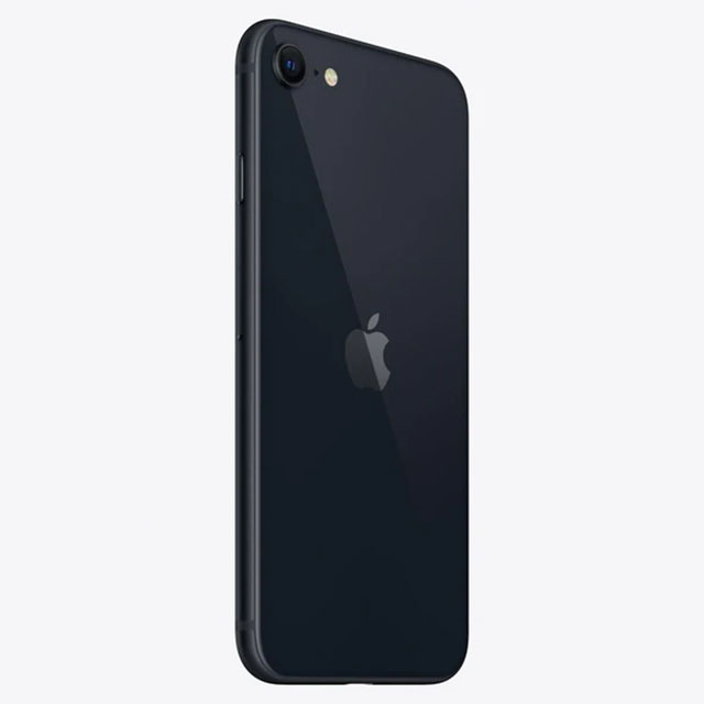 Refurbished Apple iPhone SE (3rd Gen) A2595 (Fully Unlocked) 128GB Midnight (Grade A) Bundle with Pre-Installed Tempered Glass and Bluetooth Earbuds