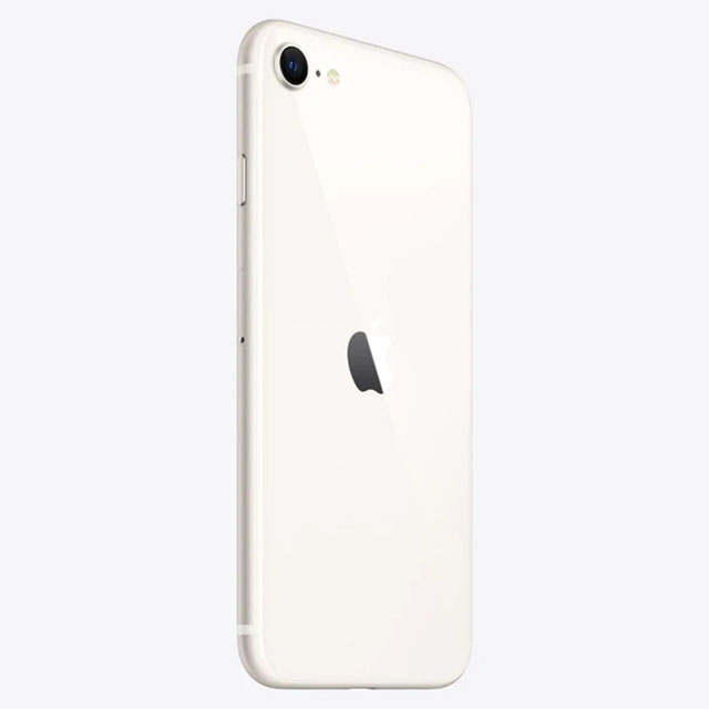 Refurbished Apple iPhone SE (3rd Gen) A2595 (Fully Unlocked) 128GB Starlight (Grade A) Bundle with Pre-Installed Tempered Glass and Bluetooth Earbuds