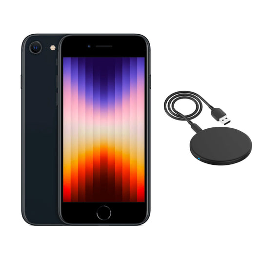 Refurbished Apple iPhone SE (3rd Gen) A2595 (Fully Unlocked) 64GB Midnight (Grade A) w/ Wireless Charger