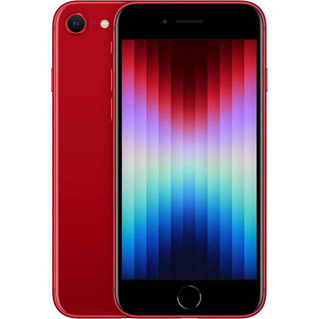 Refurbished Apple iPhone SE (3rd Gen) A2595 (Fully Unlocked) 64GB Red (Grade A) Bundle with Pre-Installed Tempered Glass and Bluetooth Earbuds