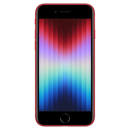 Refurbished Apple iPhone SE (3rd Gen) A2595 (Fully Unlocked) 64GB Red (Grade A) Bundle with Pre-Installed Tempered Glass and Bluetooth Earbuds