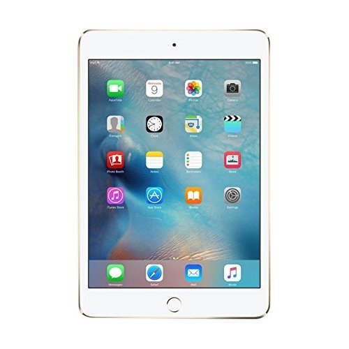 Refurbished Apple iPad Mini 4 A1550 (WiFi + Cellular Unlocked) 128GB Gold (Grade A+) w/ Pre-Installed Tempered Glass