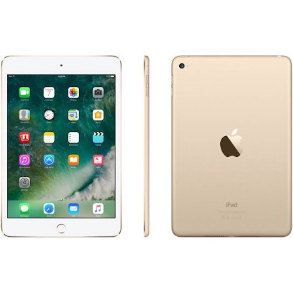 Refurbished Apple iPad Mini 4 A1550 (WiFi + Cellular Unlocked) 128GB Gold (Grade A+) w/ Pre-Installed Tempered Glass