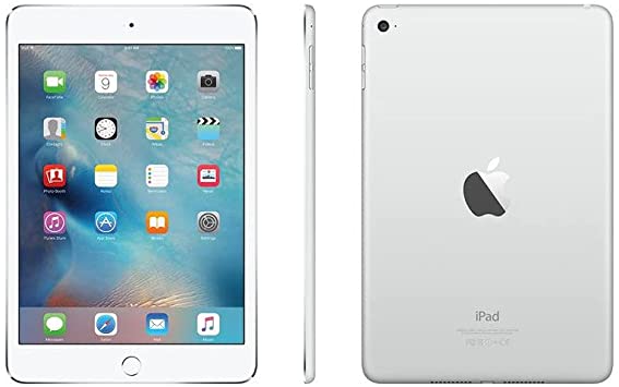 Refurbished Apple iPad Mini 4 A1550 (WiFi + Cellular Unlocked) 128GB Silver (Grade A) w/ Pre-Installed Tempered Glass
