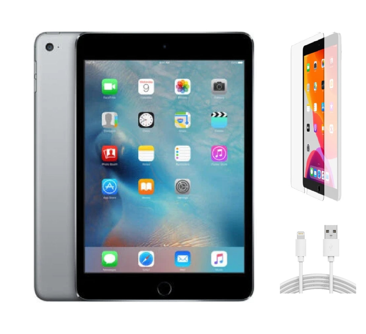 Refurbished Apple iPad Mini 4 A1550 (WiFi + Cellular Unlocked) 32GB Space Gray (Grade A+) w/ Pre-Installed Tempered Glass