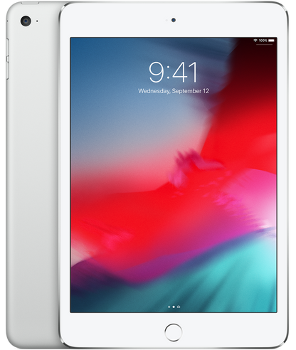 Refurbished Apple iPad Mini 4 A1538 (WiFi) 128GB Silver (Grade A) w/ Pre-Installed Tempered Glass
