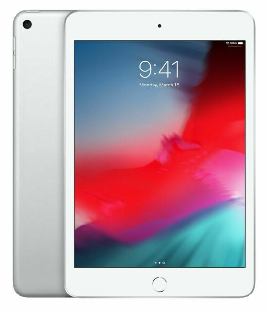 Refurbished Apple iPad Mini 5 A2126 (WiFi + Cellular Unlocked) 64GB Silver (Grade A) Bundle with Pre-Installed Tempered Glass and Bluetooth Earbuds
