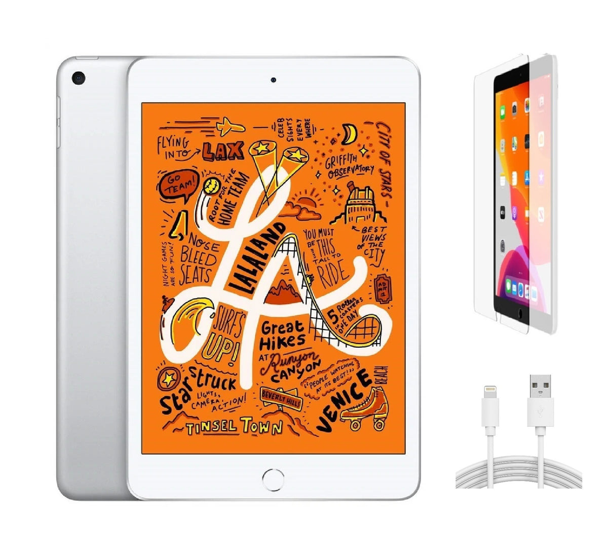 Refurbished Apple iPad Mini 5 A2126 (WiFi + Cellular Unlocked) 64GB Silver (Grade A) w/ Pre-Installed Tempered Glass