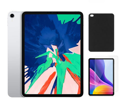 Refurbished Apple iPad Pro 11 (2018) A2013 (WiFi + Cellular Unlocked) 64GB Silver (Grade A)with Case & Tempered Glass Screen Protector