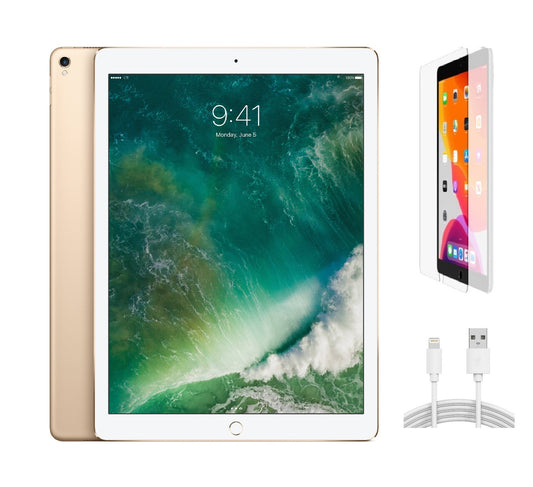 Refurbished Apple iPad Pro 12.9" (1st Gen) A1584 (WiFi) 128GB Gold (Grade A) w/ Pre-Installed Tempered Glass