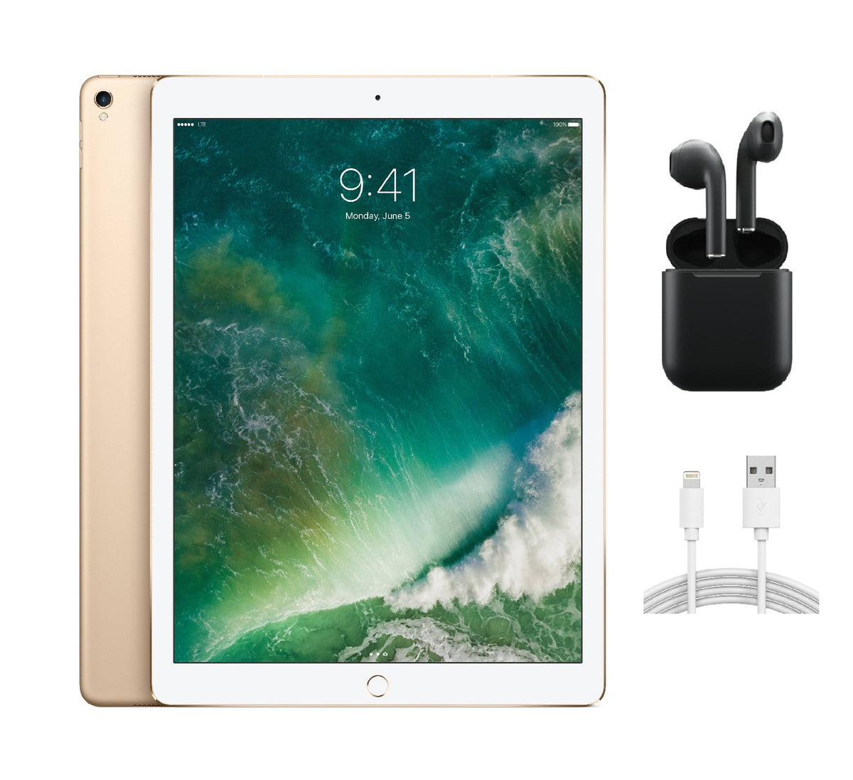 Refurbished Apple iPad Pro 12.9" (1st Gen) A1584 (WiFi) 128GB Gold (Grade B) w/ Wireless Earbuds