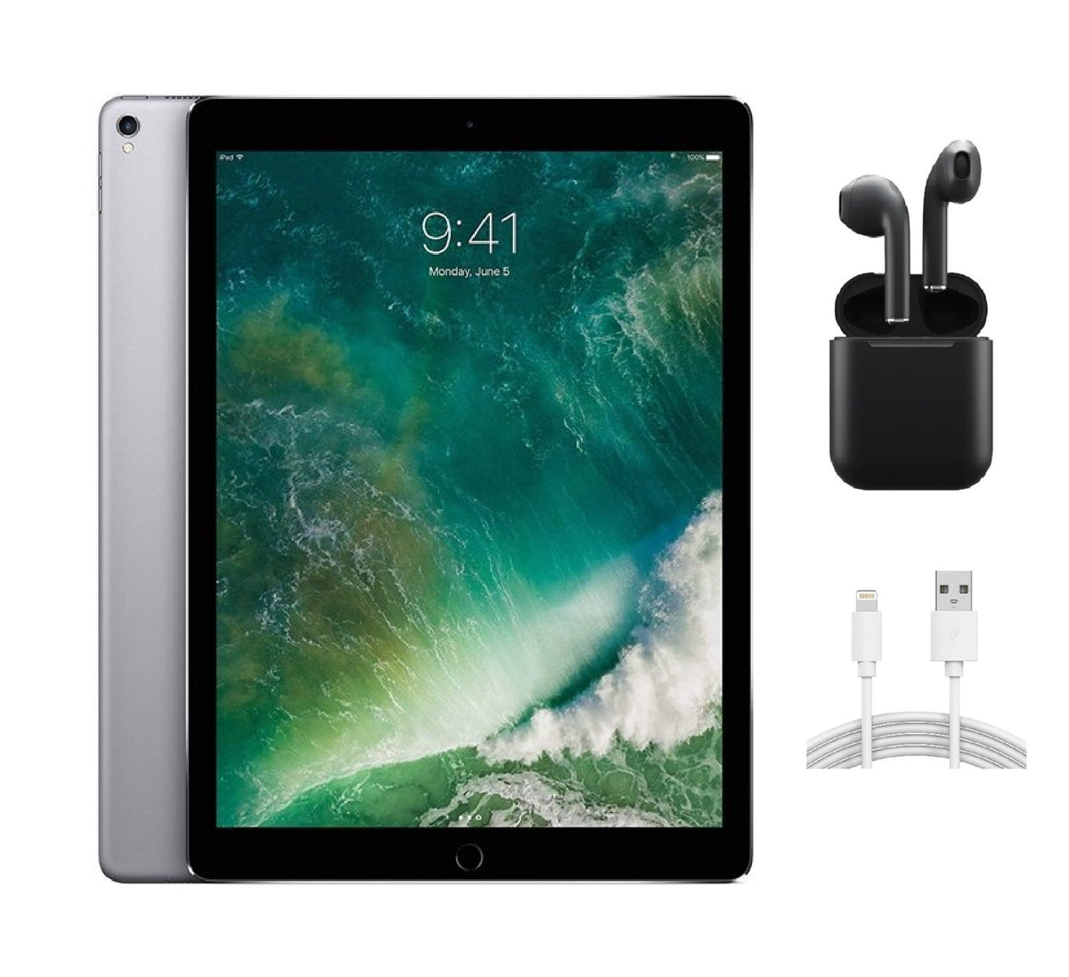 Refurbished Apple iPad Pro 12.9" (1st Gen) A1584 (WiFi) 128GB Space Gray (Grade A+) w/ Wireless Earbuds