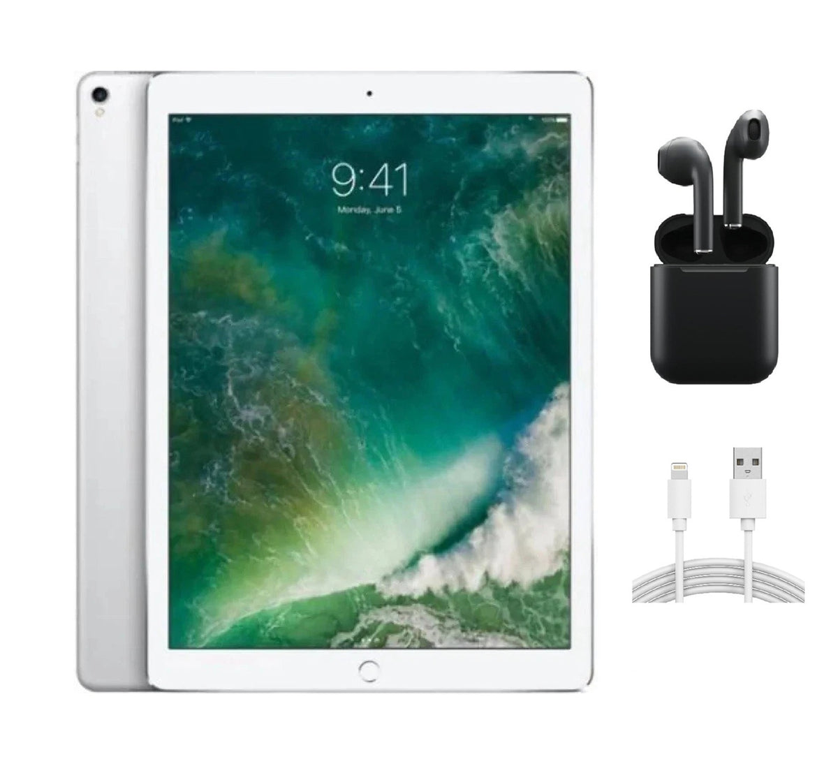 Refurbished Apple iPad Pro 12.9" (1st Gen) A1584 (WiFi) 32GB Silver (Grade A+) w/ Wireless Earbuds