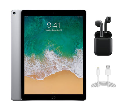 Refurbished Apple iPad Pro 12.9" (2nd Gen) A1670 (WiFi) 256GB Space Gray (Grade A) w/ Wireless Earbuds