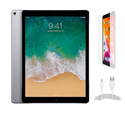 Refurbished Apple iPad Pro 12.9" (2nd Gen) A1670 (WiFi) 256GB Space Gray (Grade A) w/ Pre-Installed Tempered Glass