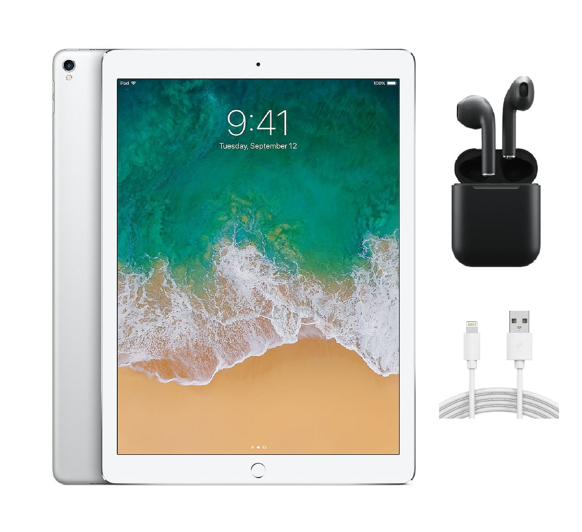 Refurbished Apple iPad Pro 12.9" (2nd Gen) A1670 (WiFi) 256GB Silver (Grade B) w/ Wireless Earbuds