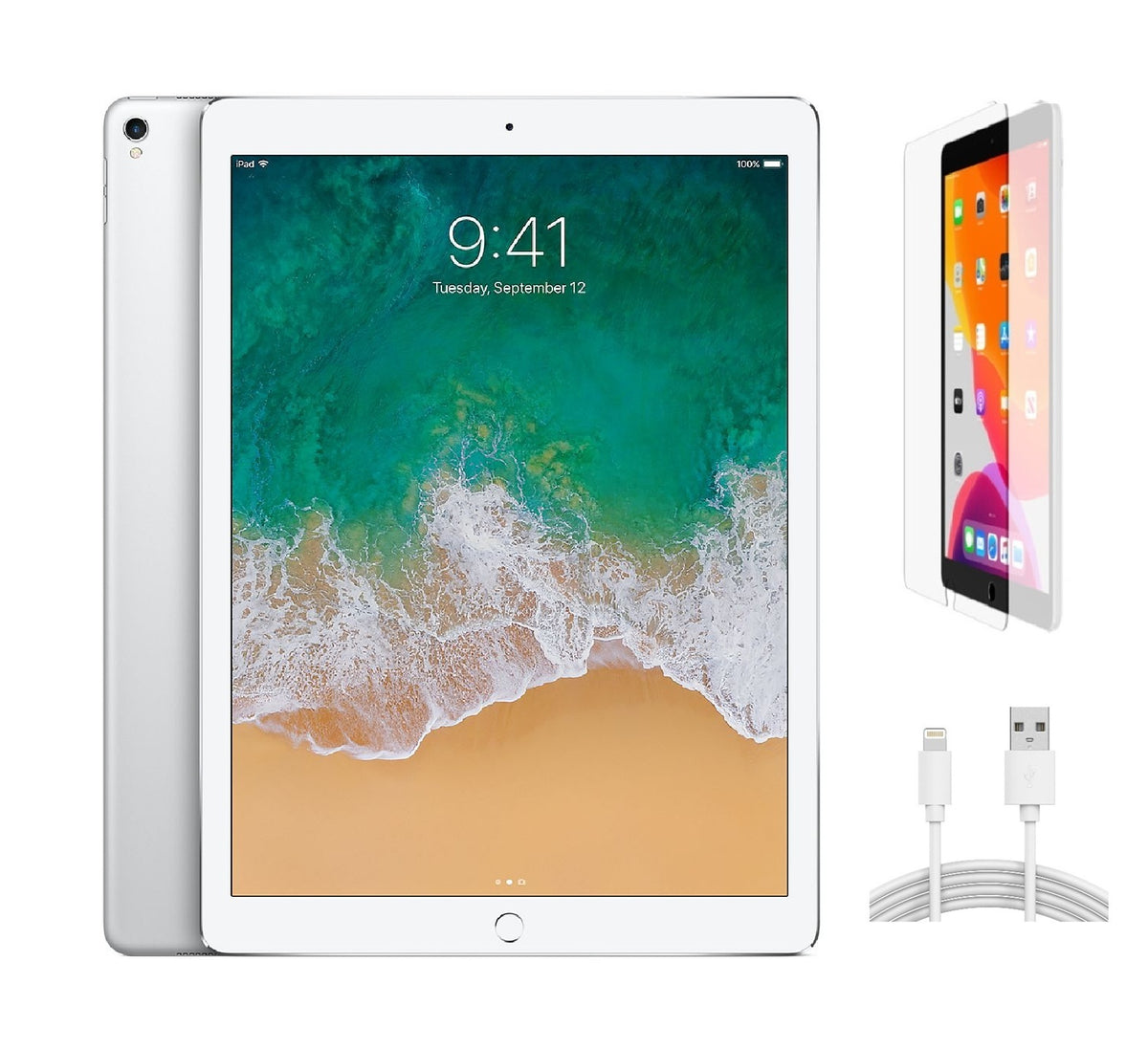 Refurbished Apple iPad Pro 12.9" (2nd Gen) A1670 (WiFi) 256GB Silver (Grade B) w/ Pre-Installed Tempered Glass