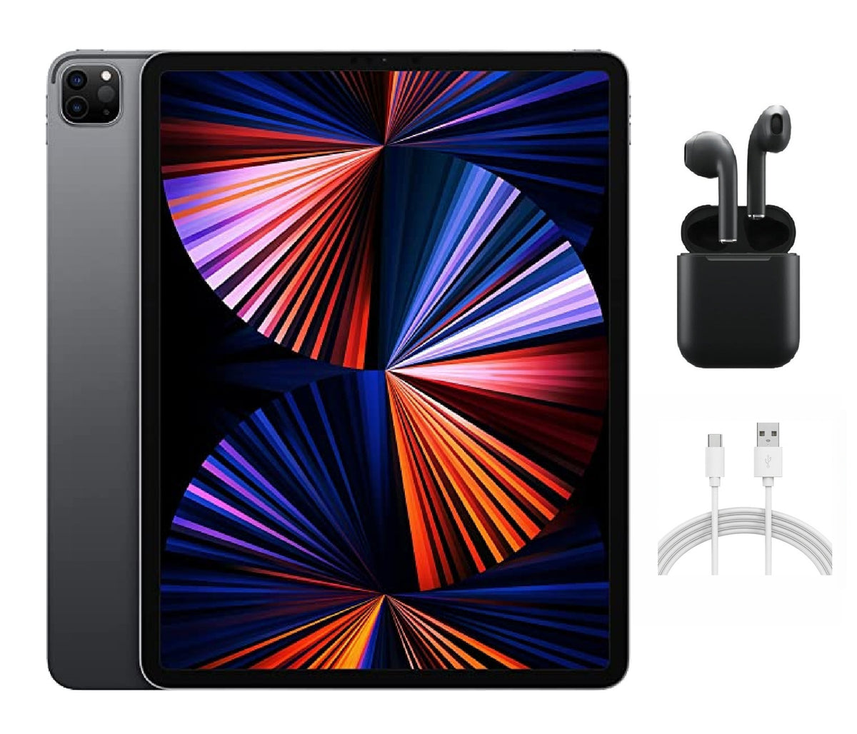 Refurbished Apple iPad Pro 12.9" (5th Gen) A2379 (WiFi + Cellular Unlocked) 128GB Space Gray (Grade B) w/ Wireless Earbuds