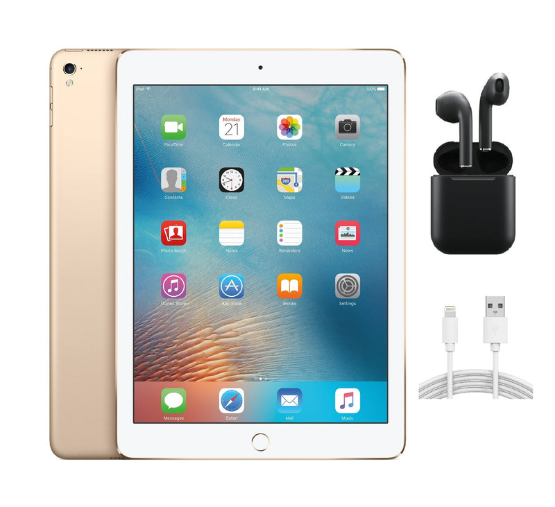 Refurbished Apple iPad Pro 9.7 (1st Gen) A1673 (WiFi) 128GB Gold (Grade A+) w/ Wireless Earbuds