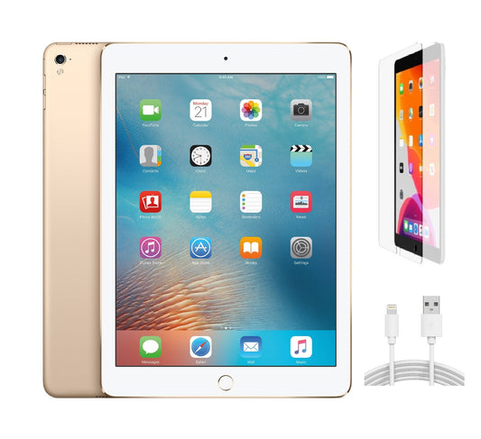 Refurbished Apple iPad Pro 9.7 (1st Gen) A1673 (WiFi) 128GB Gold (Grade A+) w/ Pre-Installed Tempered Glass