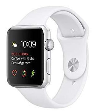 Refurbished Apple Watch Series 2 Aluminum 38mm A1757 (GPS Only, No Cellular) Silver (Grade A) w/ Pre-Installed Tempered Glass