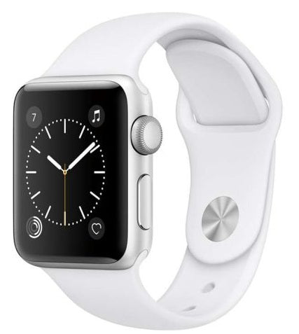 Refurbished Apple Watch Series 2 Aluminum 38mm A1757 (GPS Only, No Cellular) Silver (Grade B) w/ Pre-Installed Tempered Glass