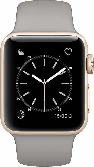 Refurbished Apple Watch Series 2 Aluminum 42mm A1758 (GPS Only, No Cellular) Gold (Grade A) w/ Pre-Installed Tempered Glass
