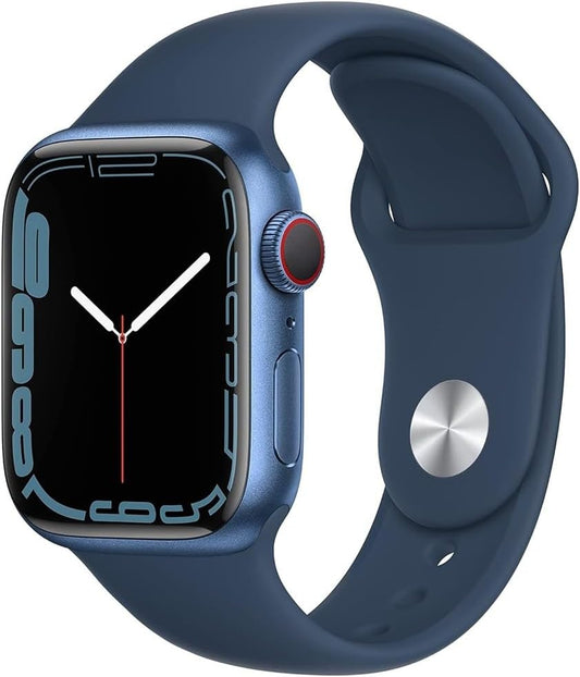 Refurbished Apple Watch Series 7 Aluminum 41 mm (GPS + Cellular) Blue (Grade B) w/ Pre-Installed Tempered Glass