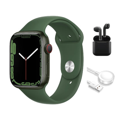 Apple Watch Series 7 Aluminum 41mm A2473 (GPS Only, No Cellular) Green w/ Wireless Earbuds