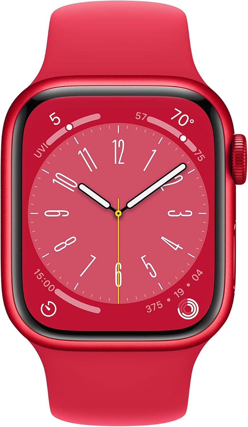 Refurbished Apple Watch Series 8 Aluminum 41mm A2772 (GPS Only, No Cellular) Red (Grade A) w/ Pre-Installed Tempered Glass