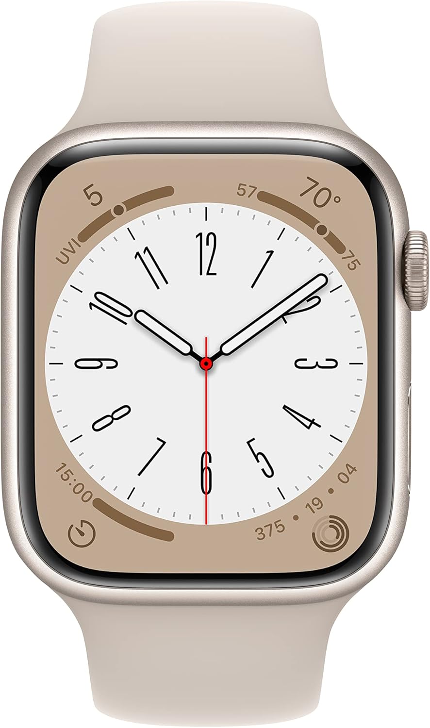 Refurbished Apple Watch Series 8 Aluminum 41mm A2770 (GPS Only, No Cellular) Starlight (Grade A) w/ Pre-Installed Tempered Glass