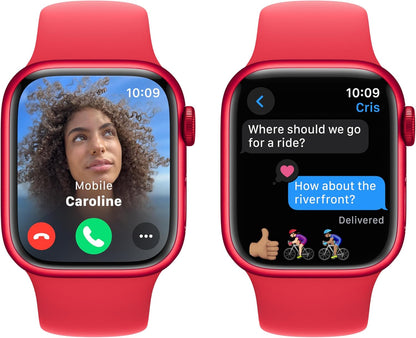Refurbished Apple Watch Series 9 Aluminum 41mm A2978 (GPS Only, No Cellular) Red (Grade B) w/ Wireless Earbuds