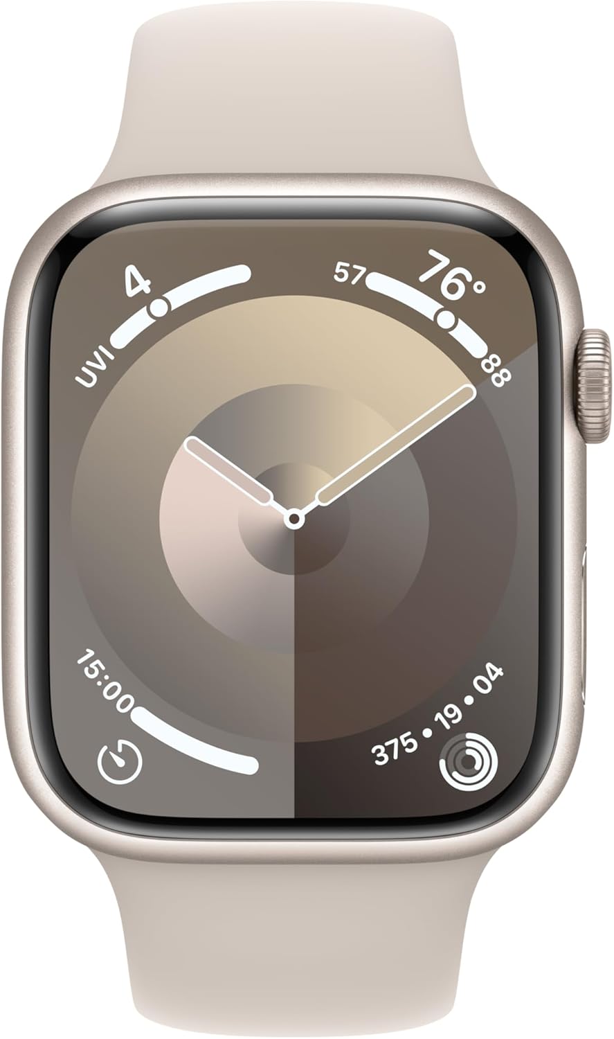Refurbished Apple Watch Series 9 Aluminum 41mm A2978 (GPS Only, No Cellular) Starlight (Grade A+) Bundle with Pre-Installed Tempered Glass and Bluetooth Earbuds