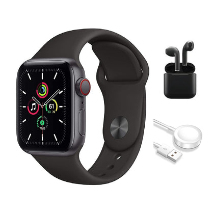 Refurbished Apple Watch SE (2020) 1st Gen 40mm A2351 (GPS Only, No Cellular) Space Gray (Grade B) w/ Wireless Earbuds