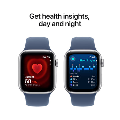 Refurbished Apple Watch SE (2022) 2nd Gen 40mm (GPS Only, No Cellular) Silver w/ Wireless Earbuds