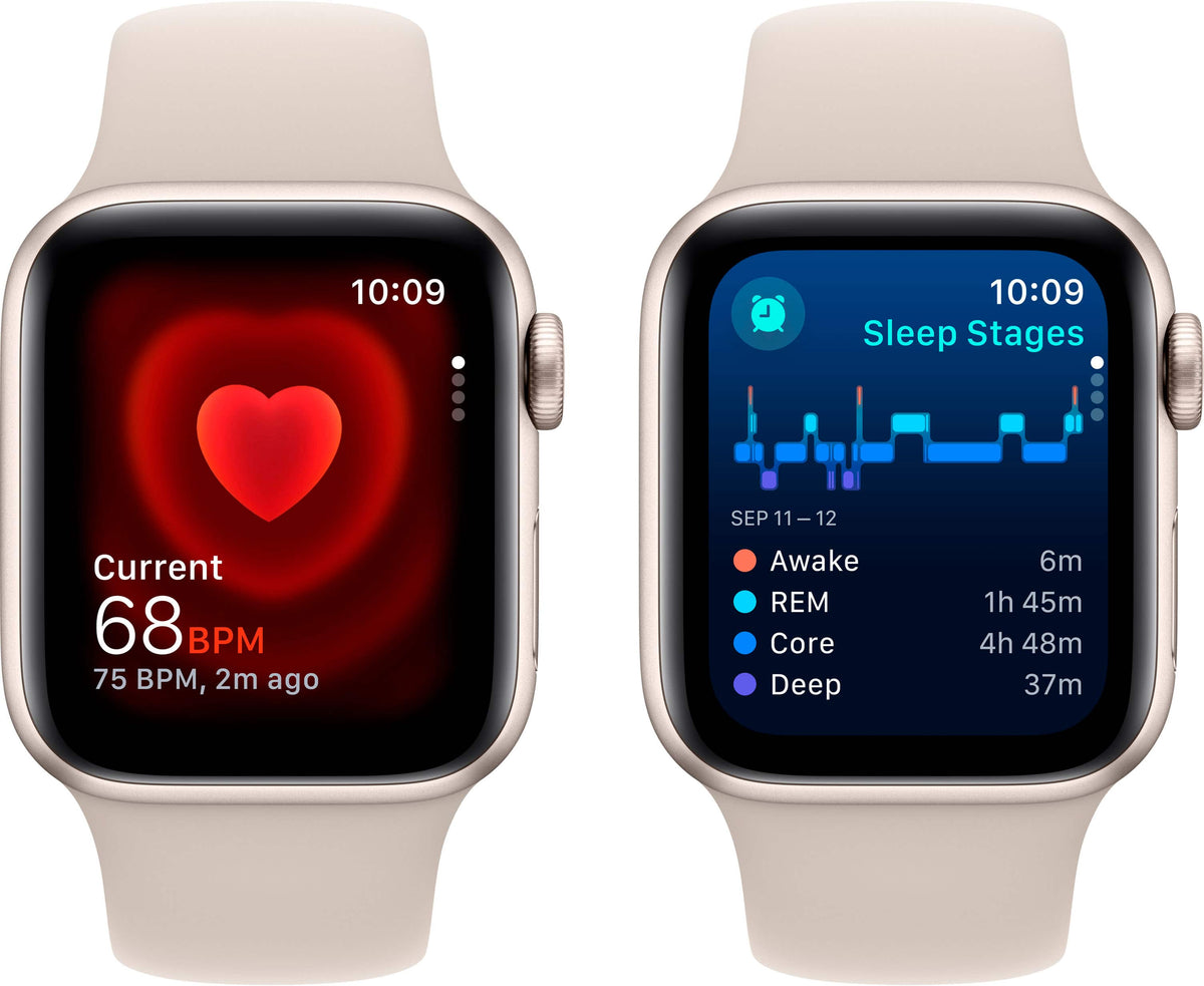 Refurbished Apple Watch SE (2022) 2nd Gen 40mm (GPS Only, No Cellular) Starlight w/ Wireless Earbuds