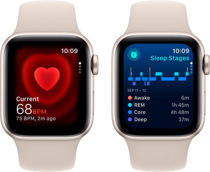 Refurbished Apple Watch SE (2022) 2nd Gen 40mm (GPS Only, No Cellular) Starlight w/ Wireless Earbuds
