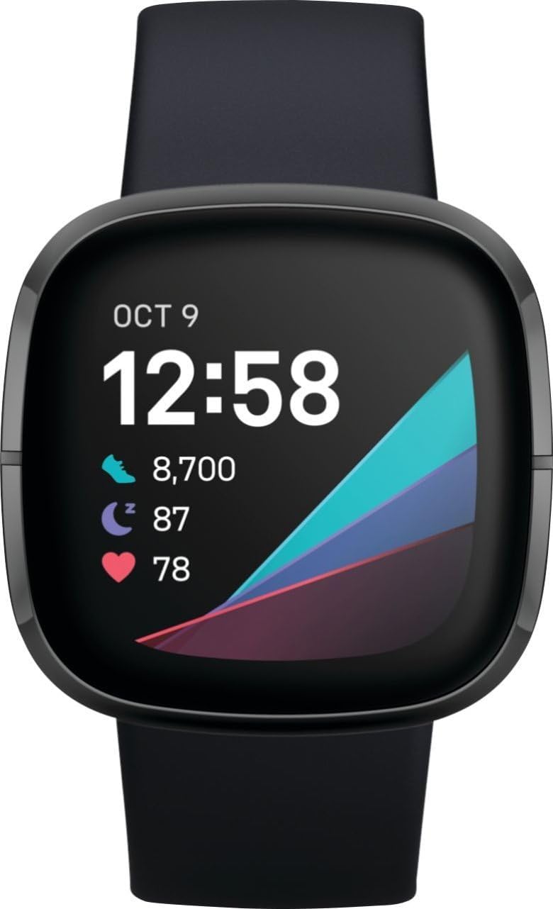 Refurbished Fitbit Sense Fitness Smartwatch (WiFi) Graphite Stainless Steel (Grade A+)