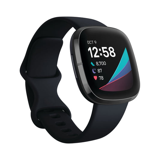 Refurbished Fitbit Sense Fitness Smartwatch (WiFi) Graphite Stainless Steel (Grade A+)