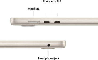 Refurbished Apple MacBook Air 15" (2025) M4 CPU @ 4.40GHz 10 Core CPU 10 Core GPU A3241 16GB RAM 512GB SSD Starlight (Grade A)